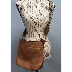 Bostanten - Brown Vegan Leather 10” Crossbody Bag w/Adjustable/Removable strap